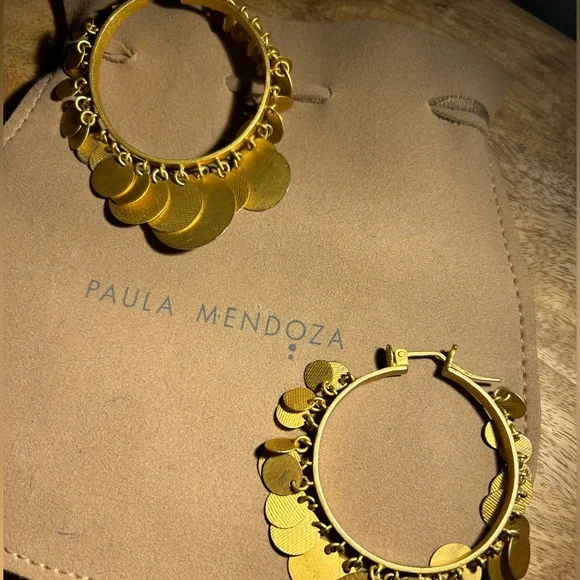 SEXY! RARE Paula Mendoza Oversized Circle Twinkle & Sparkle Hoop Earrings - Picture 5 of 5